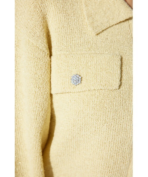 rienda（リエンダ）の「ビジューニットジャケット（テーラードジャケット・レディース・ブラック/イエロー/ホワイト・FREE）」の11枚目の写真