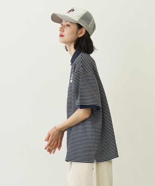 MILKFED.（ミルクフェド）の「STRIPED POLO SHIRT（ポロシャツ・レディース・チャコール/ネイビー/ホワイト・M/L）」の4枚目の写真
