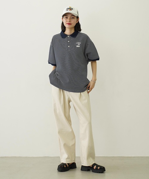 MILKFED.（ミルクフェド）の「STRIPED POLO SHIRT（ポロシャツ・レディース・チャコール/ネイビー/ホワイト・M/L）」の8枚目の写真