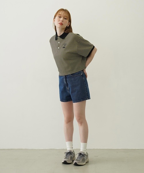MILKFED.（ミルクフェド）の「STRIPED POLO SHIRT（ポロシャツ・レディース・チャコール/ネイビー/ホワイト・M/L）」の13枚目の写真
