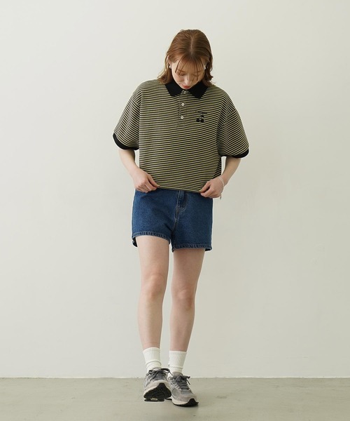 MILKFED.（ミルクフェド）の「STRIPED POLO SHIRT（ポロシャツ・レディース・チャコール/ネイビー/ホワイト・M/L）」の14枚目の写真