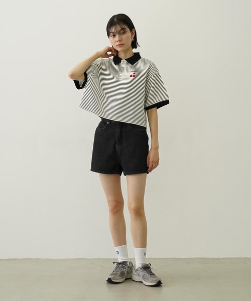 MILKFED.（ミルクフェド）の「STRIPED POLO SHIRT（ポロシャツ・レディース・チャコール/ネイビー/ホワイト・M/L）」の16枚目の写真