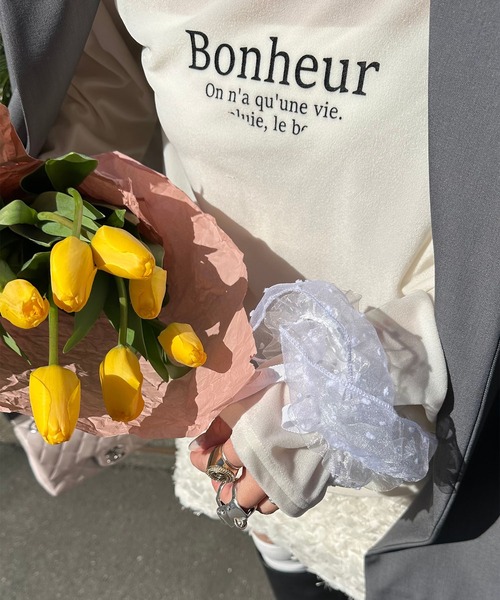 Alley Tokyo（アリートーキョー）の「ドロストレースキャミとBIGロンTの２枚セット（Tシャツ/カットソー・レディース・オフホワイト/ラベンダー・FREE）」の9枚目の写真