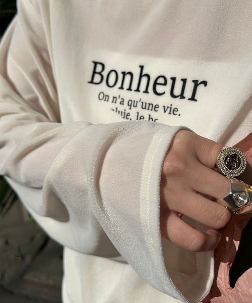 Alley Tokyo（アリートーキョー）の「ドロストレースキャミとBIGロンTの２枚セット（Tシャツ/カットソー・レディース・オフホワイト/ラベンダー・FREE）」の4枚目の写真