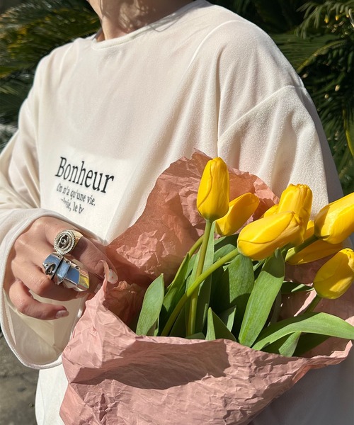 Alley Tokyo（アリートーキョー）の「ドロストレースキャミとBIGロンTの２枚セット（Tシャツ/カットソー・レディース・オフホワイト/ラベンダー・FREE）」の6枚目の写真