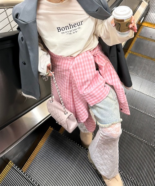 Alley Tokyo（アリートーキョー）の「ドロストレースキャミとBIGロンTの２枚セット（Tシャツ/カットソー・レディース・オフホワイト/ラベンダー・FREE）」の8枚目の写真