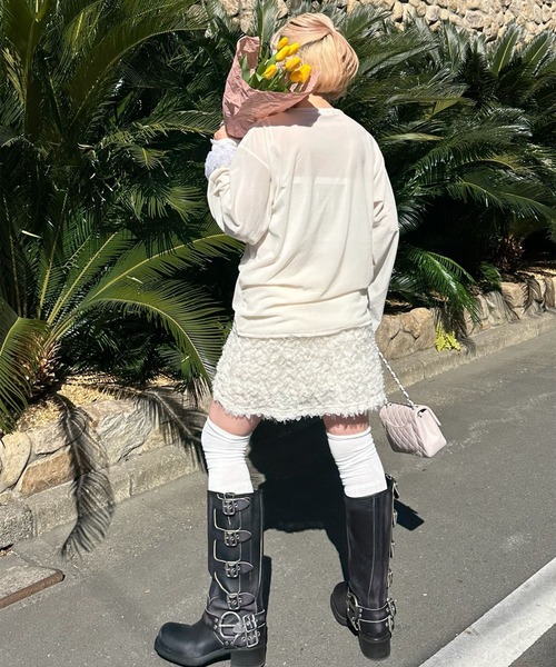 Alley Tokyo（アリートーキョー）の「ドロストレースキャミとBIGロンTの２枚セット（Tシャツ/カットソー・レディース・オフホワイト/ラベンダー・FREE）」の14枚目の写真