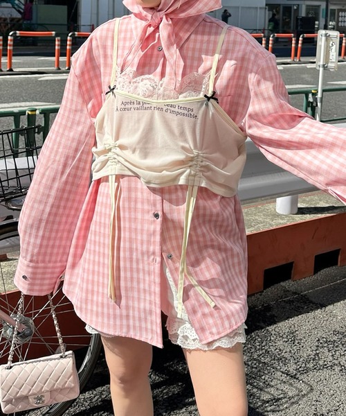 Alley Tokyo（アリートーキョー）の「ドロストレースキャミとBIGロンTの２枚セット（Tシャツ/カットソー・レディース・オフホワイト/ラベンダー・FREE）」の19枚目の写真