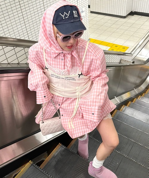 Alley Tokyo（アリートーキョー）の「ドロストレースキャミとBIGロンTの２枚セット（Tシャツ/カットソー・レディース・オフホワイト/ラベンダー・FREE）」の20枚目の写真