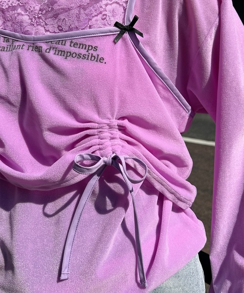 Alley Tokyo（アリートーキョー）の「ドロストレースキャミとBIGロンTの２枚セット（Tシャツ/カットソー・レディース・オフホワイト/ラベンダー・FREE）」の22枚目の写真