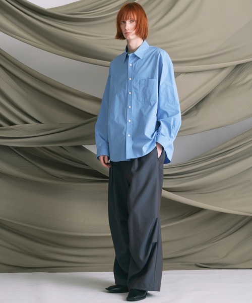 MAISON SPECIAL（メゾンスペシャル）の「《UNISEX》4 Colors Chambray Washable Wool Prime-Wide Snow Pants/4色シャンブレーウォッシャブルウールプライムワイドスノーパンツ【MAISON SPECIAL/メゾンスペシャル】（カーゴパンツ・メンズ・グレー/チャコールグレー/ブルー/ブラック/ライトブルー/ダークブラック/サックスブルー・0/1/2）」の9枚目の写真