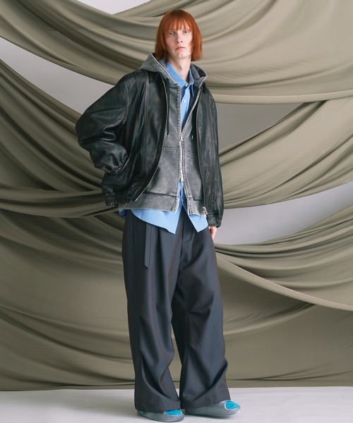 MAISON SPECIAL（メゾンスペシャル）の「《UNISEX》4 Colors Chambray Washable Wool Prime-Wide Snow Pants/4色シャンブレーウォッシャブルウールプライムワイドスノーパンツ【MAISON SPECIAL/メゾンスペシャル】（カーゴパンツ・メンズ・グレー/チャコールグレー/ブルー/ブラック/ライトブルー/ダークブラック/サックスブルー・0/1/2）」の11枚目の写真