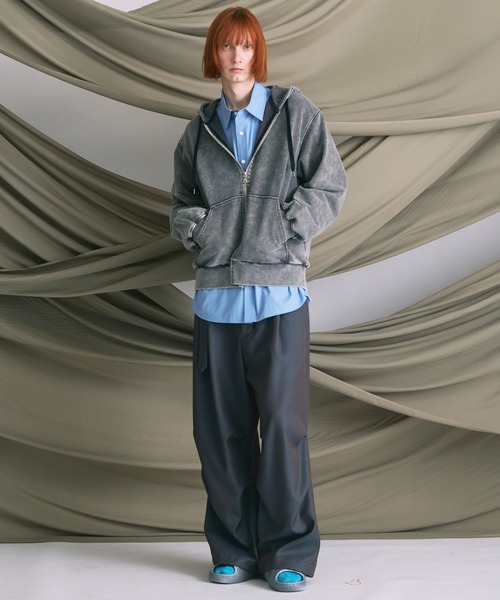 MAISON SPECIAL（メゾンスペシャル）の「《UNISEX》4 Colors Chambray Washable Wool Prime-Wide Snow Pants/4色シャンブレーウォッシャブルウールプライムワイドスノーパンツ【MAISON SPECIAL/メゾンスペシャル】（カーゴパンツ・メンズ・グレー/チャコールグレー/ブルー/ブラック/ライトブルー/ダークブラック/サックスブルー・0/1/2）」の10枚目の写真