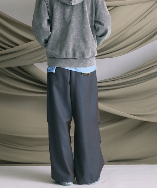 MAISON SPECIAL（メゾンスペシャル）の「《UNISEX》4 Colors Chambray Washable Wool Prime-Wide Snow Pants/4色シャンブレーウォッシャブルウールプライムワイドスノーパンツ【MAISON SPECIAL/メゾンスペシャル】（カーゴパンツ・メンズ・グレー/チャコールグレー/ブルー/ブラック/ライトブルー/ダークブラック/サックスブルー・0/1/2）」の14枚目の写真