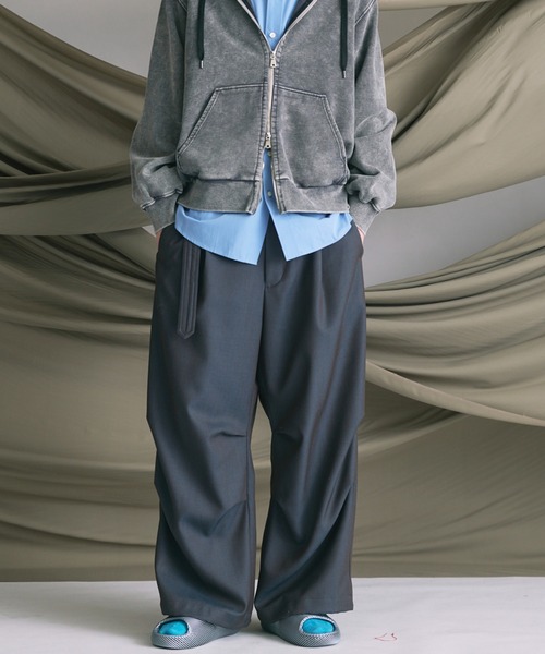 MAISON SPECIAL（メゾンスペシャル）の「《UNISEX》4 Colors Chambray Washable Wool Prime-Wide Snow Pants/4色シャンブレーウォッシャブルウールプライムワイドスノーパンツ【MAISON SPECIAL/メゾンスペシャル】（カーゴパンツ・メンズ・グレー/チャコールグレー/ブルー/ブラック/ライトブルー/ダークブラック/サックスブルー・0/1/2）」の12枚目の写真