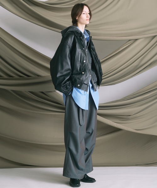 MAISON SPECIAL（メゾンスペシャル）の「《UNISEX》4 Colors Chambray Washable Wool Prime-Wide Snow Pants/4色シャンブレーウォッシャブルウールプライムワイドスノーパンツ【MAISON SPECIAL/メゾンスペシャル】（カーゴパンツ・メンズ・グレー/チャコールグレー/ブルー/ブラック/ライトブルー/ダークブラック/サックスブルー・0/1/2）」の19枚目の写真