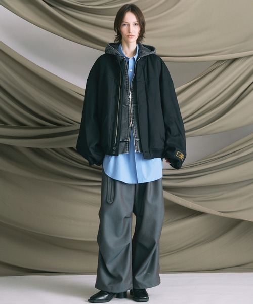 MAISON SPECIAL（メゾンスペシャル）の「《UNISEX》4 Colors Chambray Washable Wool Prime-Wide Snow Pants/4色シャンブレーウォッシャブルウールプライムワイドスノーパンツ【MAISON SPECIAL/メゾンスペシャル】（カーゴパンツ・メンズ・グレー/チャコールグレー/ブルー/ブラック/ライトブルー/ダークブラック/サックスブルー・0/1/2）」の18枚目の写真