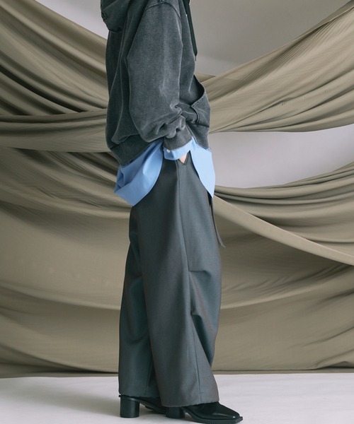 MAISON SPECIAL（メゾンスペシャル）の「《UNISEX》4 Colors Chambray Washable Wool Prime-Wide Snow Pants/4色シャンブレーウォッシャブルウールプライムワイドスノーパンツ【MAISON SPECIAL/メゾンスペシャル】（カーゴパンツ・メンズ・グレー/チャコールグレー/ブルー/ブラック/ライトブルー/ダークブラック/サックスブルー・0/1/2）」の16枚目の写真