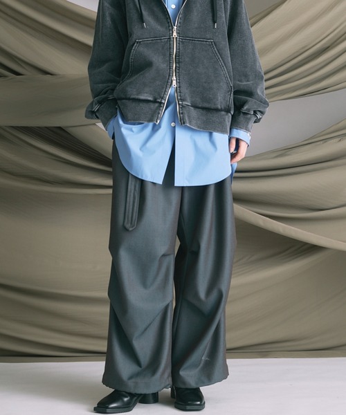 MAISON SPECIAL（メゾンスペシャル）の「《UNISEX》4 Colors Chambray Washable Wool Prime-Wide Snow Pants/4色シャンブレーウォッシャブルウールプライムワイドスノーパンツ【MAISON SPECIAL/メゾンスペシャル】（カーゴパンツ・メンズ・グレー/チャコールグレー/ブルー/ブラック/ライトブルー/ダークブラック/サックスブルー・0/1/2）」の17枚目の写真