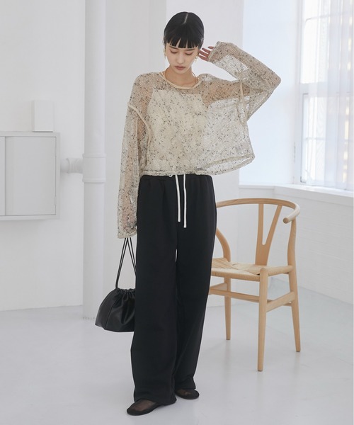 トップス Annie クロップド メッシュ シアートップス（Tシャツ/カットソー）｜ANGIE