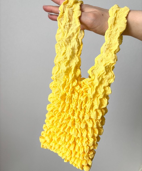 Alite cloth（アリーテクロス）の「コンパクト伸縮カラーエコバッグ（エコバッグ/サブバッグ・レディース・モカ/イエロー/コーラル/グリーン/ピンク/グレー/ブラック・F）」の5枚目の写真