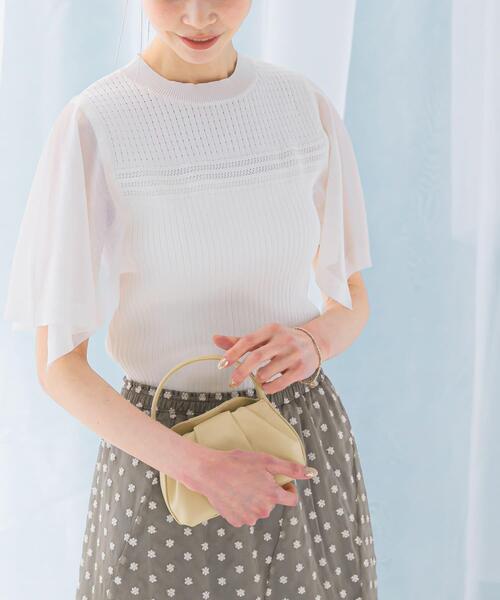 URBAN RESEARCH ROSSO WOMEN(アーバンリサーチ ロッソ)の「ハンカチスリーブリブニット(ニット/セーター・レディース・ブラック/オフホワイト/ブルー系その他・FREE)」の2枚目の写真
