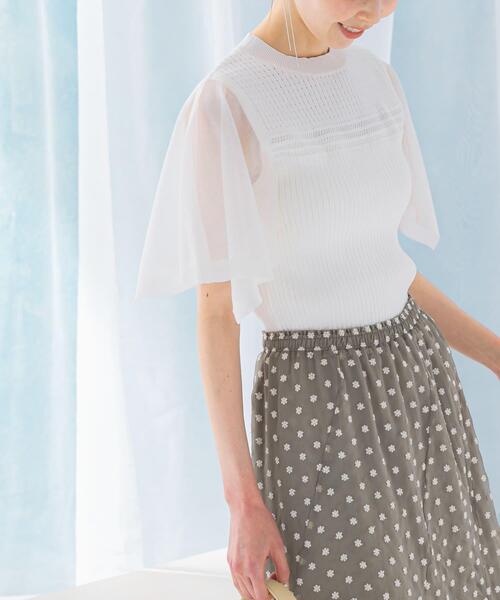 URBAN RESEARCH ROSSO WOMEN(アーバンリサーチ ロッソ)の「ハンカチスリーブリブニット(ニット/セーター・レディース・ブラック/オフホワイト/ブルー系その他・FREE)」の4枚目の写真