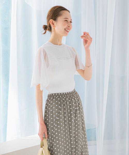 URBAN RESEARCH ROSSO WOMEN(アーバンリサーチ ロッソ)の「ハンカチスリーブリブニット(ニット/セーター・レディース・ブラック/オフホワイト/ブルー系その他・FREE)」の5枚目の写真