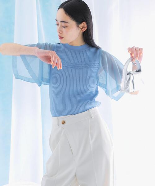 URBAN RESEARCH ROSSO WOMEN(アーバンリサーチ ロッソ)の「ハンカチスリーブリブニット(ニット/セーター・レディース・ブラック/オフホワイト/ブルー系その他・FREE)」の10枚目の写真