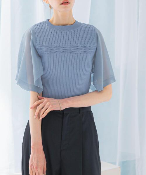 URBAN RESEARCH ROSSO WOMEN(アーバンリサーチ ロッソ)の「ハンカチスリーブリブニット(ニット/セーター・レディース・ブラック/オフホワイト/ブルー系その他・FREE)」の14枚目の写真
