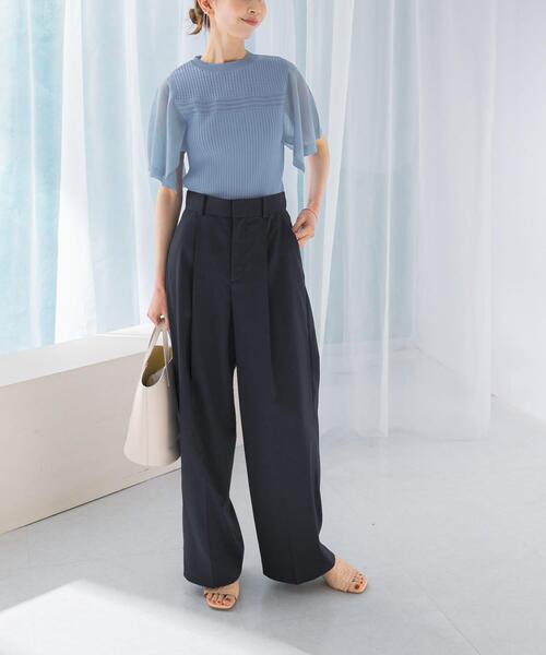 URBAN RESEARCH ROSSO WOMEN(アーバンリサーチ ロッソ)の「ハンカチスリーブリブニット(ニット/セーター・レディース・ブラック/オフホワイト/ブルー系その他・FREE)」の16枚目の写真