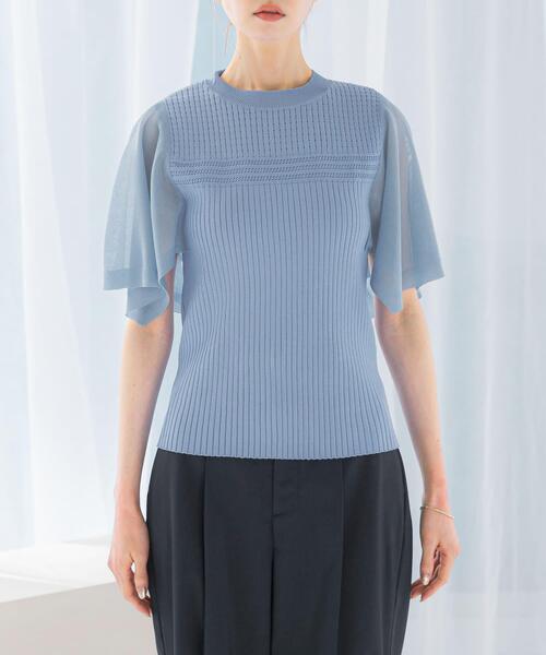URBAN RESEARCH ROSSO WOMEN(アーバンリサーチ ロッソ)の「ハンカチスリーブリブニット(ニット/セーター・レディース・ブラック/オフホワイト/ブルー系その他・FREE)」の17枚目の写真