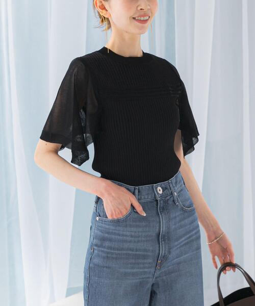 URBAN RESEARCH ROSSO WOMEN(アーバンリサーチ ロッソ)の「ハンカチスリーブリブニット(ニット/セーター・レディース・ブラック/オフホワイト/ブルー系その他・FREE)」の21枚目の写真