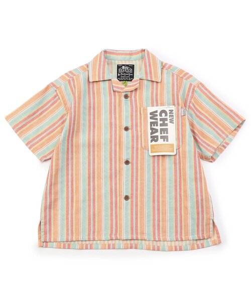 BREEZE（ブリーズ）の「【リンク/ジュニア対応】NEWシェフ半袖シャツ（シャツ/ブラウス・キッズ・オフホワイト/ブラウン/レインボー/ストライプ・80/90/100/110/120/130/140/150/160）」の4枚目の写真