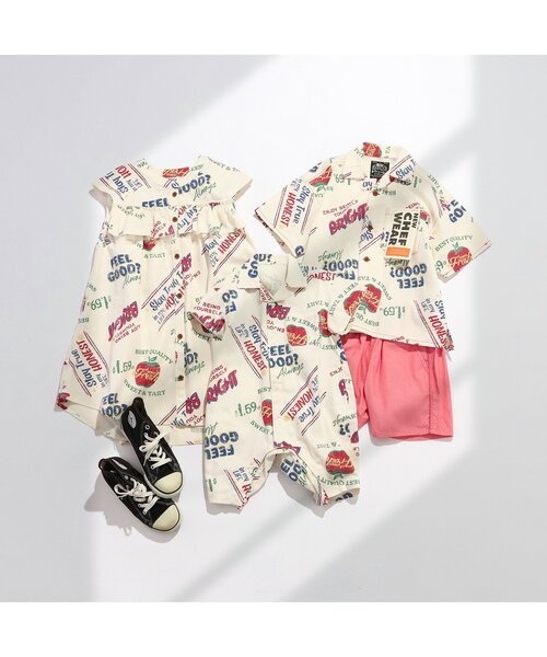 BREEZE（ブリーズ）の「【リンク/ジュニア対応】NEWシェフ半袖シャツ（シャツ/ブラウス・キッズ・オフホワイト/ブラウン/レインボー/ストライプ・80/90/100/110/120/130/140/150/160）」の11枚目の写真