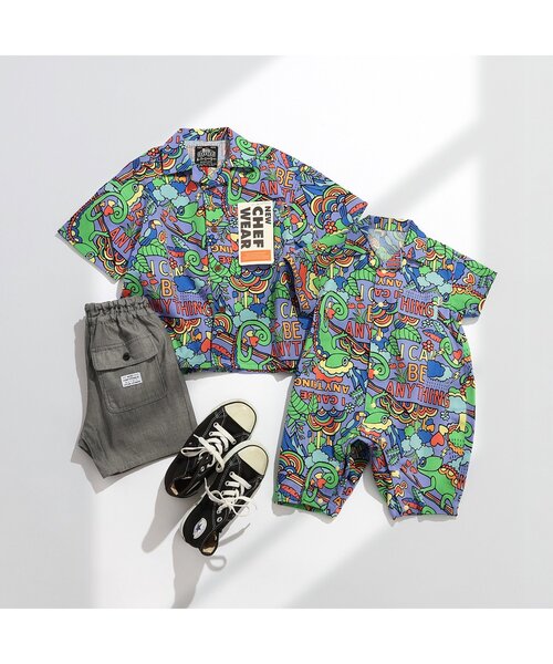 BREEZE（ブリーズ）の「【リンク/ジュニア対応】NEWシェフ半袖シャツ（シャツ/ブラウス・キッズ・オフホワイト/ブラウン/レインボー/ストライプ・80/90/100/110/120/130/140/150/160）」の12枚目の写真