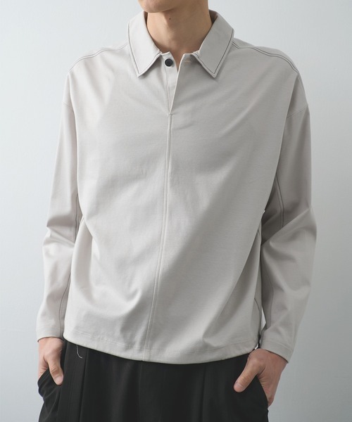 STUDIOUS（ステュディオス）の「【STUDIOUS】DRAWCORD POLO SHIRTS（シャツ/ブラウス・メンズ・ライトグレー/ブラック・1/2）」の2枚目の写真