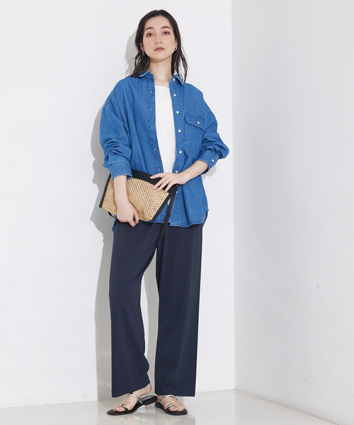 qualite scape(カリテ スケープ)の「ミドルオンスデニムシャツ/オフィスカジュアル/秋服(シャツ/ブラウス・レディース・ブルー/スミクロ・フリー)」の20枚目の写真