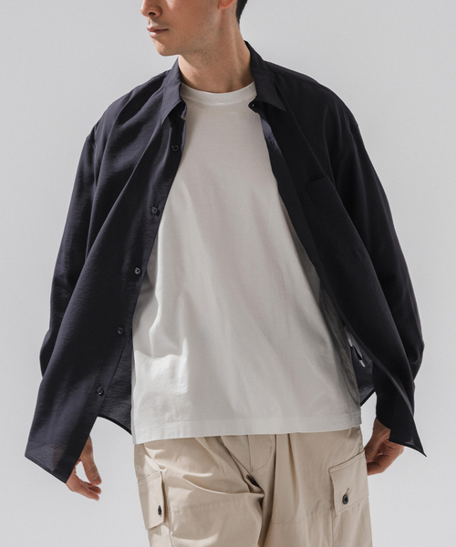 EDIFICE（エディフィス）の「シアー バンブー レギュラーカラーシャツ（シャツ/ブラウス・メンズ・グレー/サックスブルー/ネイビー/ベージュ/オレンジ・LARGE/MEDIUM/SMALL）」の3枚目の写真