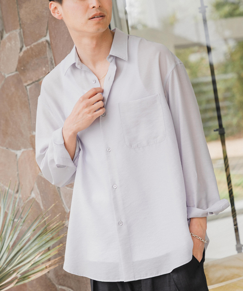 EDIFICE（エディフィス）の「シアー バンブー レギュラーカラーシャツ（シャツ/ブラウス・メンズ・グレー/サックスブルー/ネイビー/ベージュ/オレンジ・LARGE/MEDIUM/SMALL）」の2枚目の写真