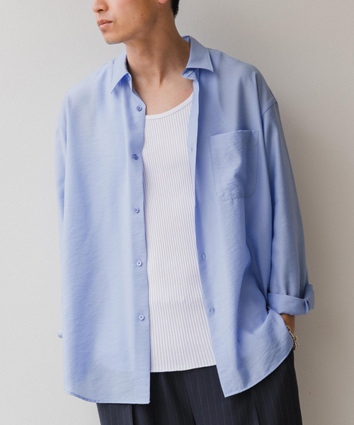 EDIFICE（エディフィス）の「シアー バンブー レギュラーカラーシャツ（シャツ/ブラウス・メンズ・グレー/サックスブルー/ネイビー/ベージュ/オレンジ・LARGE/MEDIUM/SMALL）」の4枚目の写真