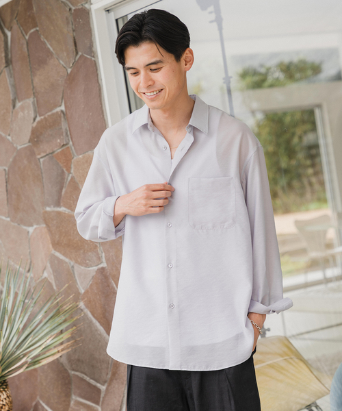 EDIFICE（エディフィス）の「シアー バンブー レギュラーカラーシャツ（シャツ/ブラウス・メンズ・グレー/サックスブルー/ネイビー/ベージュ/オレンジ・LARGE/MEDIUM/SMALL）」の9枚目の写真