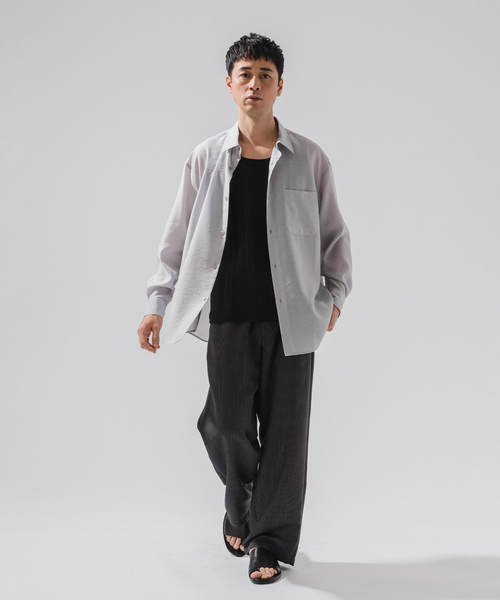 EDIFICE（エディフィス）の「シアー バンブー レギュラーカラーシャツ（シャツ/ブラウス・メンズ・グレー/サックスブルー/ネイビー/ベージュ/オレンジ・LARGE/MEDIUM/SMALL）」の12枚目の写真