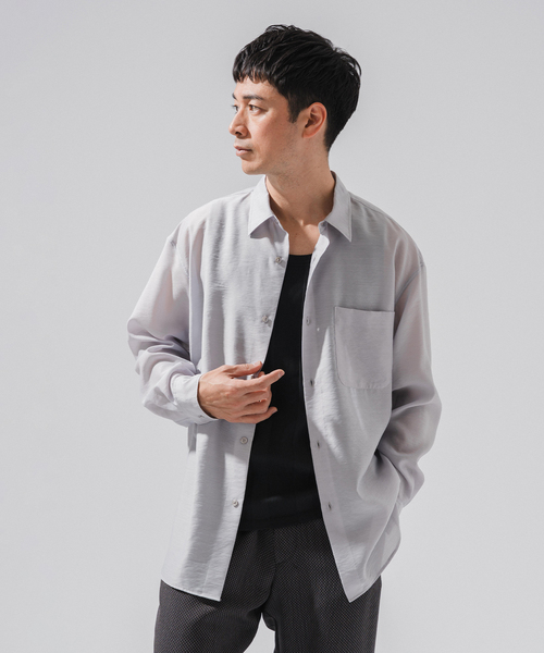 EDIFICE（エディフィス）の「シアー バンブー レギュラーカラーシャツ（シャツ/ブラウス・メンズ・グレー/サックスブルー/ネイビー/ベージュ/オレンジ・LARGE/MEDIUM/SMALL）」の14枚目の写真