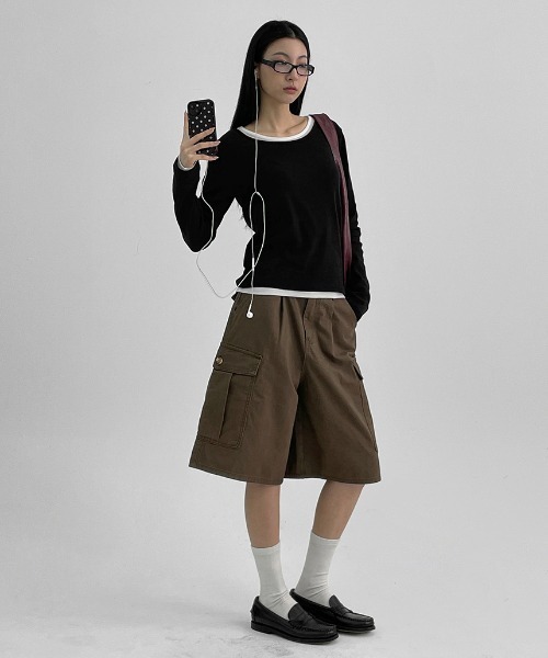 BLACKUP（ブラックアップ）の「[MADE] ダービーターウォッシュカーゴバミューダパンツ（その他パンツ・レディース・ブラウン/ベージュ・MEDIUM/LARGE/SMALL）」の11枚目の写真
