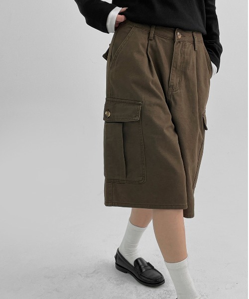 BLACKUP（ブラックアップ）の「[MADE] ダービーターウォッシュカーゴバミューダパンツ（その他パンツ・レディース・ブラウン/ベージュ・MEDIUM/LARGE/SMALL）」の7枚目の写真