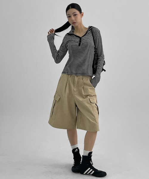 BLACKUP（ブラックアップ）の「[MADE] ダービーターウォッシュカーゴバミューダパンツ（その他パンツ・レディース・ブラウン/ベージュ・MEDIUM/LARGE/SMALL）」の13枚目の写真