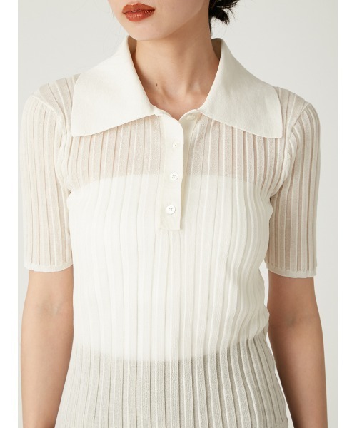 FRAY I.D（フレイアイディー）の「シルクブレンドシアーリブニットポロ