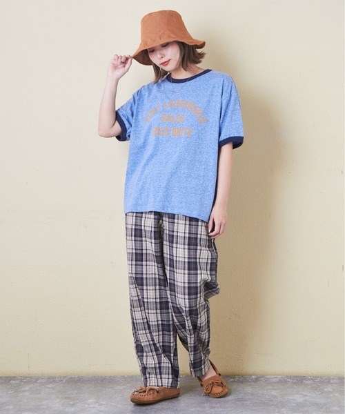 CUBE SUGAR(キューブシュガー)の「30/-天竺片染リンガーTシャツ(Tシャツ/カットソー・レディース・グリーン/ネイビー/ホワイト/チャコールグレー/レッド/マルチ・M)」の17枚目の写真