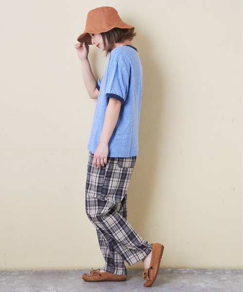 CUBE SUGAR(キューブシュガー)の「30/-天竺片染リンガーTシャツ(Tシャツ/カットソー・レディース・グリーン/ネイビー/ホワイト/チャコールグレー/レッド/マルチ・M)」の18枚目の写真